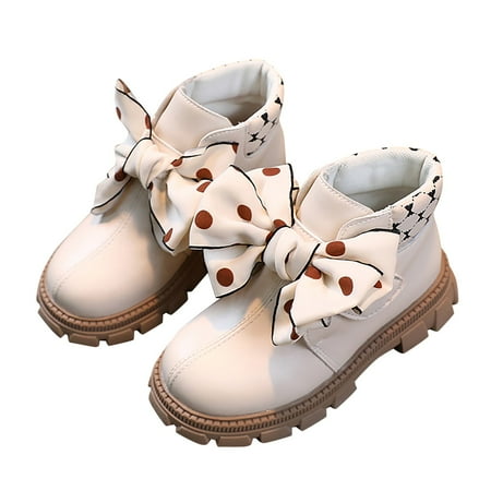 

Girls Boots Girls Autumn And Winter Little Kid And Big Kid Children Bow Boots Academy Style Kids Leather Boots