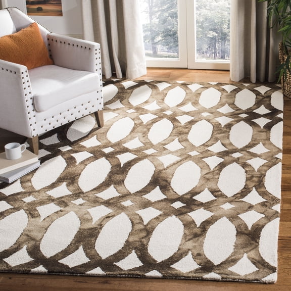 Safavieh Dip Dye Rosanne Distressed Area Rug, Ivory/Chocolate, 2' x 3'