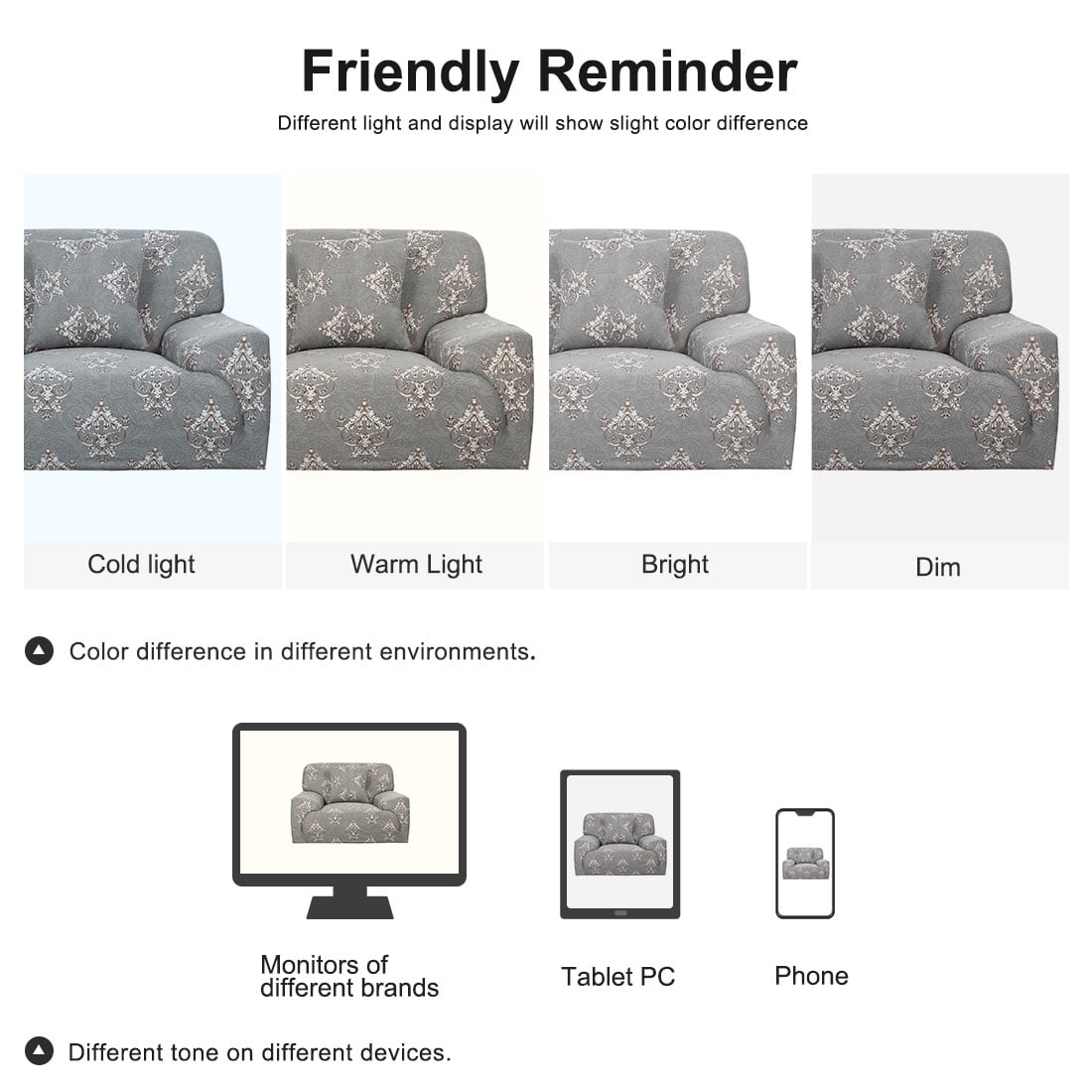 REGALWOVEN 1 Seater Sofa Slipcover Spandex Couch Cover, Small Silver Gray