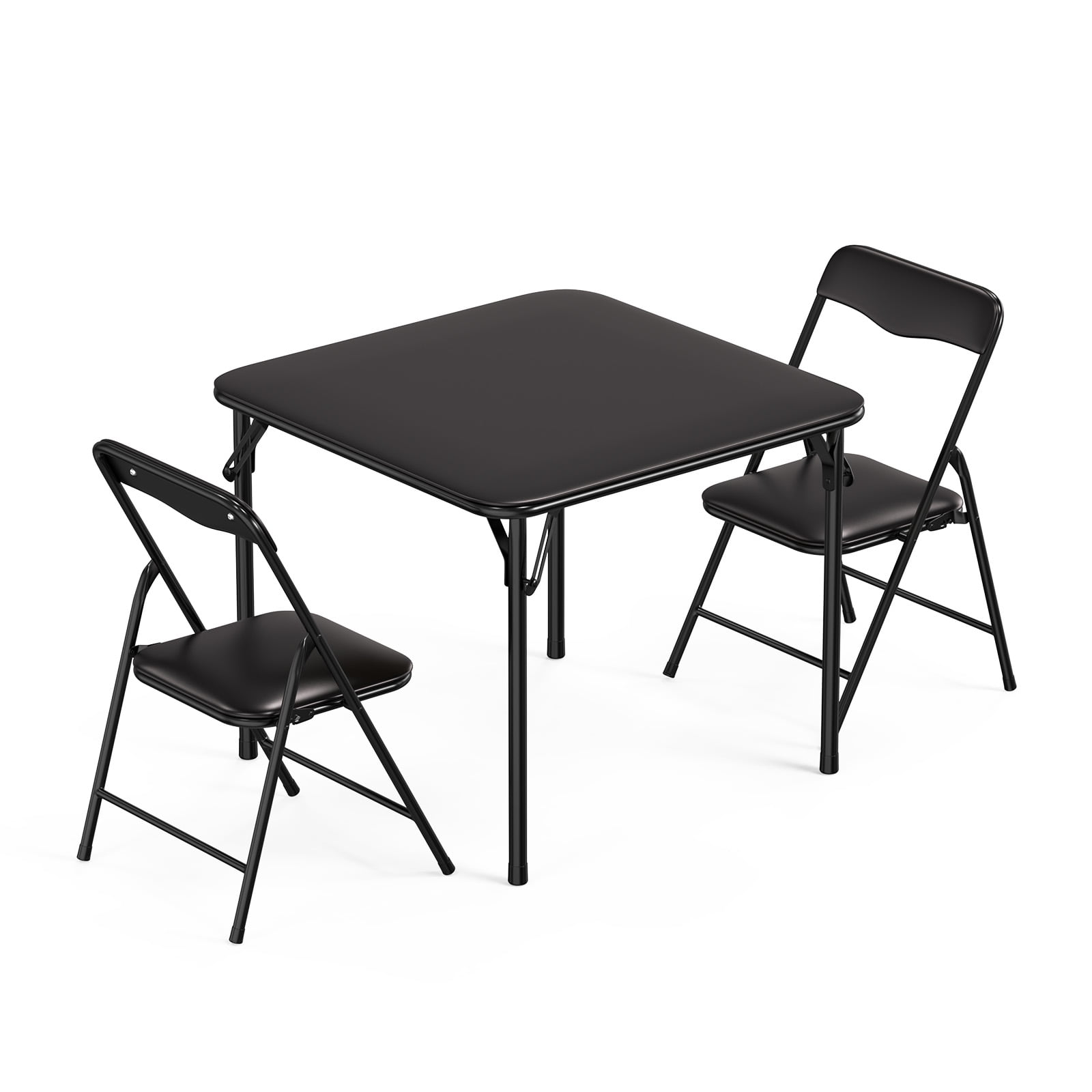 Matladin 3-Piece Kids Folding Table and Chairs Set, Metal Frame Children's Activity Set with Easy-Fold Design, Kids Table with 2 Chairs