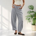 thumbnail image 2 of XIAONU Drawstring Elastic Waist Pants for Women Casual Loose Fit Barrel Leg Everyday Cropped Trousers, 2 of 4