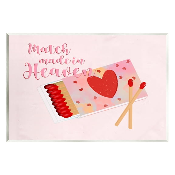 Stupell Match Made In Heaven Romantic Matchbook Holiday Painting Wall Plaque Unframed Art Print Wall Art