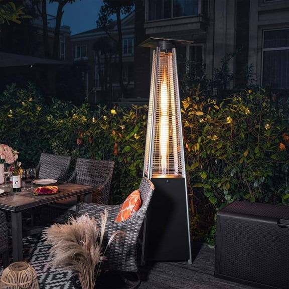 Nuu Garden 48,000 BTU Black Heat-Focusing Propane Gas Patio Heater with Wheels