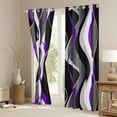 thumbnail image 3 of Modern Abstract Window Curtains Purple and Grey Wave Stripe Window Drapes for Kids Boys Teens,Black and White Window Treatments Grommet Top 2 Panel Set Bedroom Curtains-42"W x 63"L (Pack of 2), 3 of 7