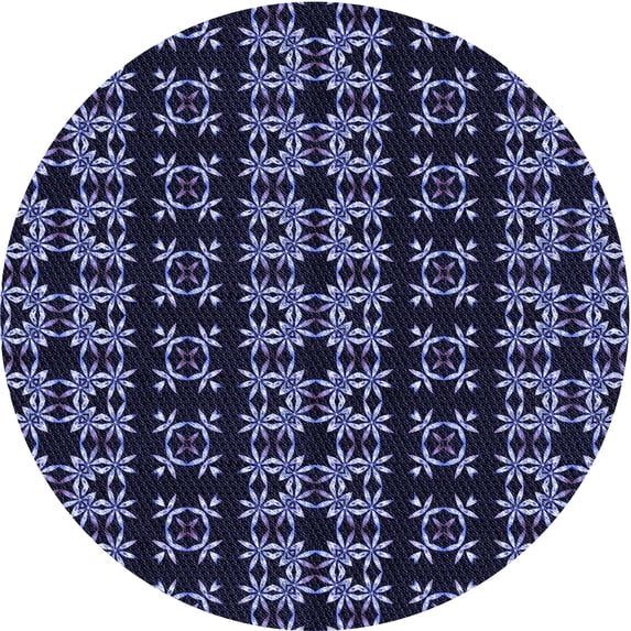 Ahgly Company Indoor Round Patterned Periwinkle Purple Area Rugs, 3' Round