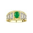 thumbnail image 1 of RYLOS Bagues pour Femmes Bague en Or Jaune 14K Style Classique Pierre Précieuse Ovale 7X5MM et Bague en Diamant Mai Émeraude Bijoux Taille 9, 1 of 7