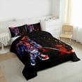 thumbnail image 4 of Homewish Hockey Sport Lover Queen Comforter Set,Watercolor Splatter Ink Bedding Sets,Red Blue Black Bedding Comforter Set For Kids Boy,Microfiber Bedroom Decor Reversible,3 Pieces, 4 of 9