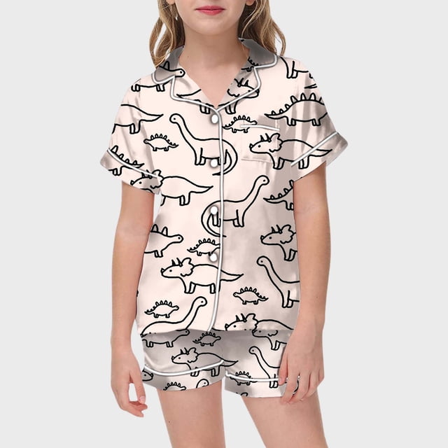 WEAIXIMIUNG Ensemble de Vêtements de Maison Peints à la Main pour Enfants, Pyjama à Colorier pour Fille, 120