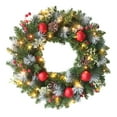 thumbnail image 3 of PuSpu Home Decoration LED Christmas Simulated First Snow Garland PVC Christmas Vines Ring Red Fruit PE Leaf Decorative Garland Wedding Party Gathering Wreath Holiday Products, 3 of 9