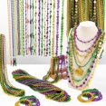 thumbnail image 4 of Collar de perlas de Mardi Gras, 144 unidades, oro verde y morado a granel, 4 of 7