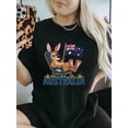 thumbnail image 2 of Comfortable Polyester Women's Casual Short Sleeve T-Shirt, Australian Flag Kangaroo Graphic, Round Neck, Fashionable Summer Top, Leisure Sportswear Tee For Adult, Men, Women, Teen, Teenager, Adolesce, 2 of 7