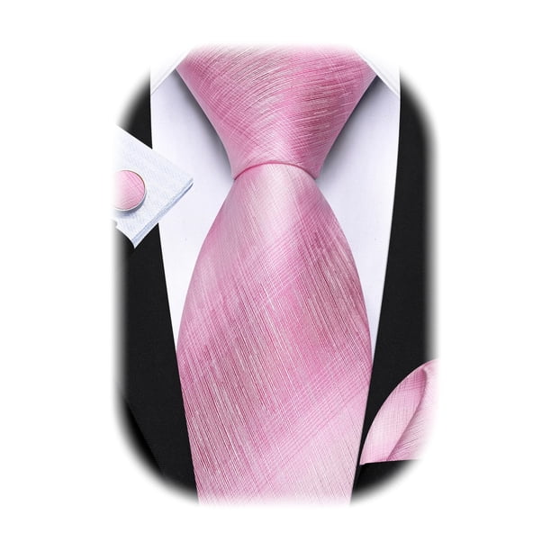 Set de Corbata Barry.Wang Clásica a Rayas Rosa Seda 150x8.5 cm