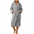 thumbnail image 2 of Robes for Women Fleece Robes Hooded Cozy Soft Warm Plush Women Robe Plush Long Bathrobe, 2 of 8