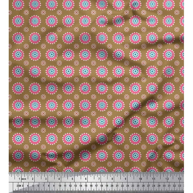 Soimoi Rayon Fabric Flower Artistic Decor Fabric Printed Yard 56 Inch Wide
