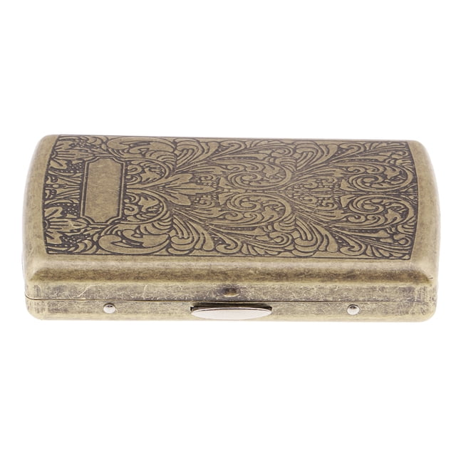 Estuche De Metal Para Cigarrillos Vintage Stash Box 20Pc Estuche De Almacenamiento De Tabaco 5.5x9x1.5mm - D Sunnimix Caja de cigarrillo vintage