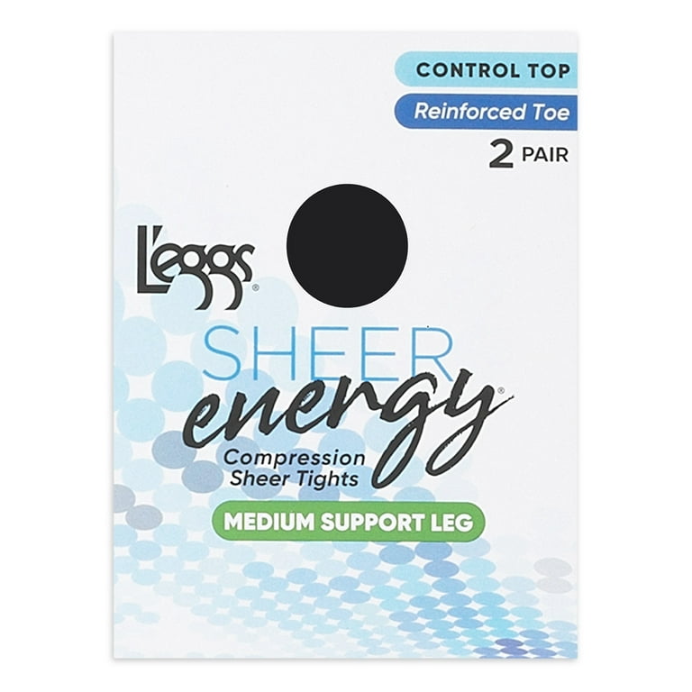 Leggs Sheer Energy Pantyhose, Regular Panty, Reinforced Toe, Q