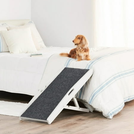 Carlson 39.5 in. Indoor Collapsible Adjustable Pet Ramp with Handles, Non-Slip Carpet, and Rubber Feet, White
