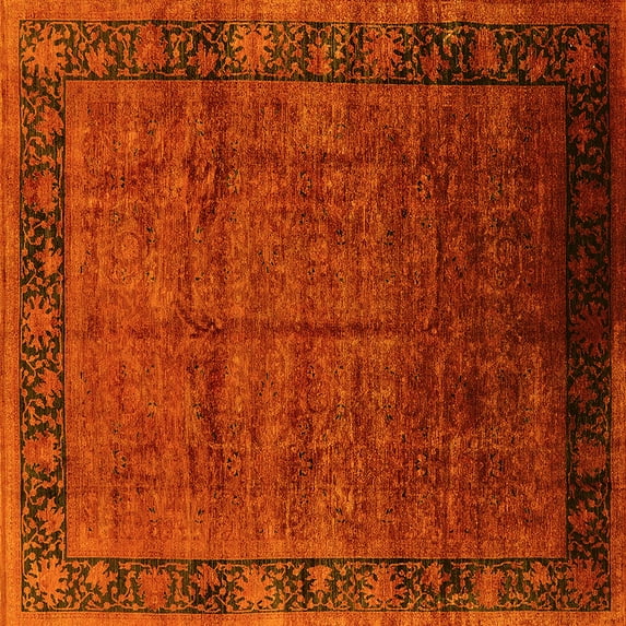 Ahgly Company Machine Washable Indoor Square Oriental Yellow Industrial Area Rugs, 5' Square