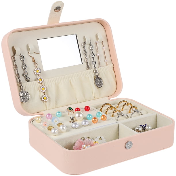 Joyero portátil, compartimento para baratija, organizador de joyas, estuche de joyería de gran capacidad para pendientes y collar