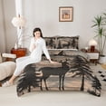 thumbnail image 4 of Feelyou Deer Moose Queen Comforter Set, Brown Wooden Cabin Bedding Comforter Set, 3pcs, 4 of 8
