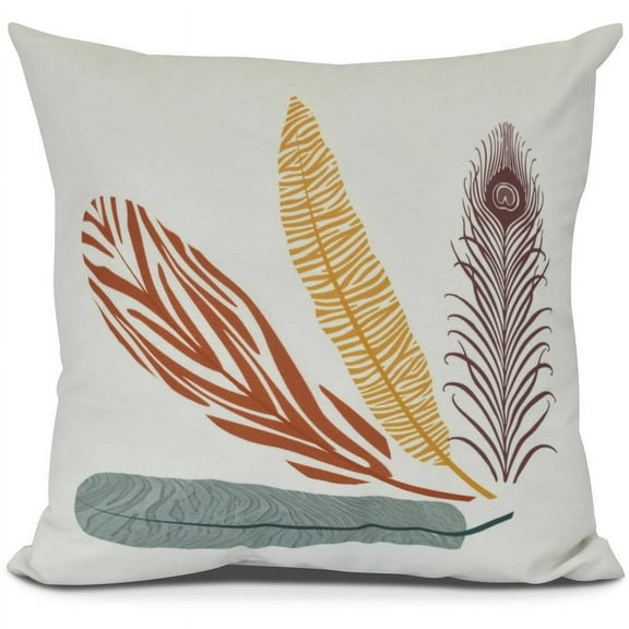 Feather Study Floral Print Pillow