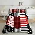 thumbnail image 2 of jejeloiu Cute Loves Pattern Bedding Comforter Set,Modern Geometric Plaid Twin Comforter Sets,Red White Black Bedding Set For Men Women,Ultra Soft Home Decor,2pcs, 2 of 8