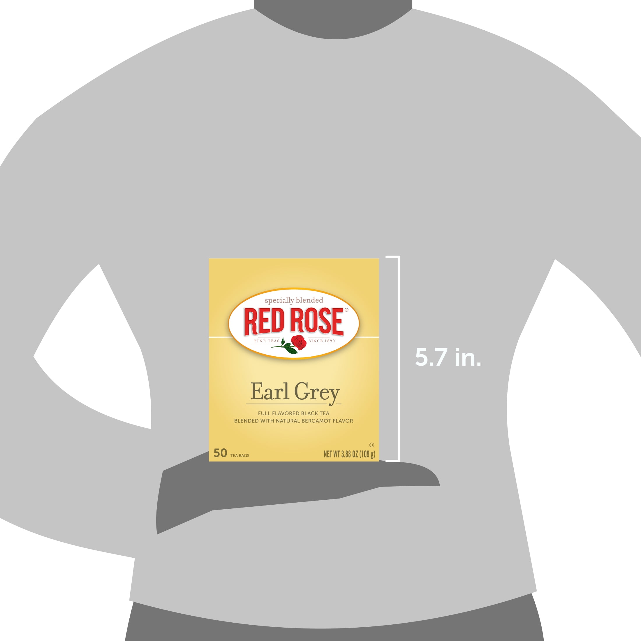 Red Rose Earl Grey Tea Full Flavored Black Tea Specially Blended Strong Black Tea with 50 Individually Wrapped Tea Bags Per Box (Pack of 6) Contains Caffeine Brew Hot/Cold Original Black Tea