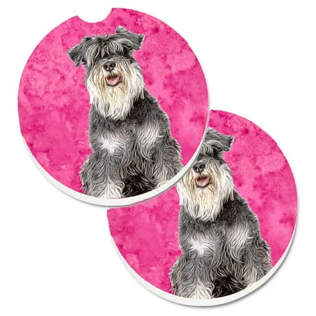 

Pink Schnauzer Set of 2 Cup Holder Car Coaster