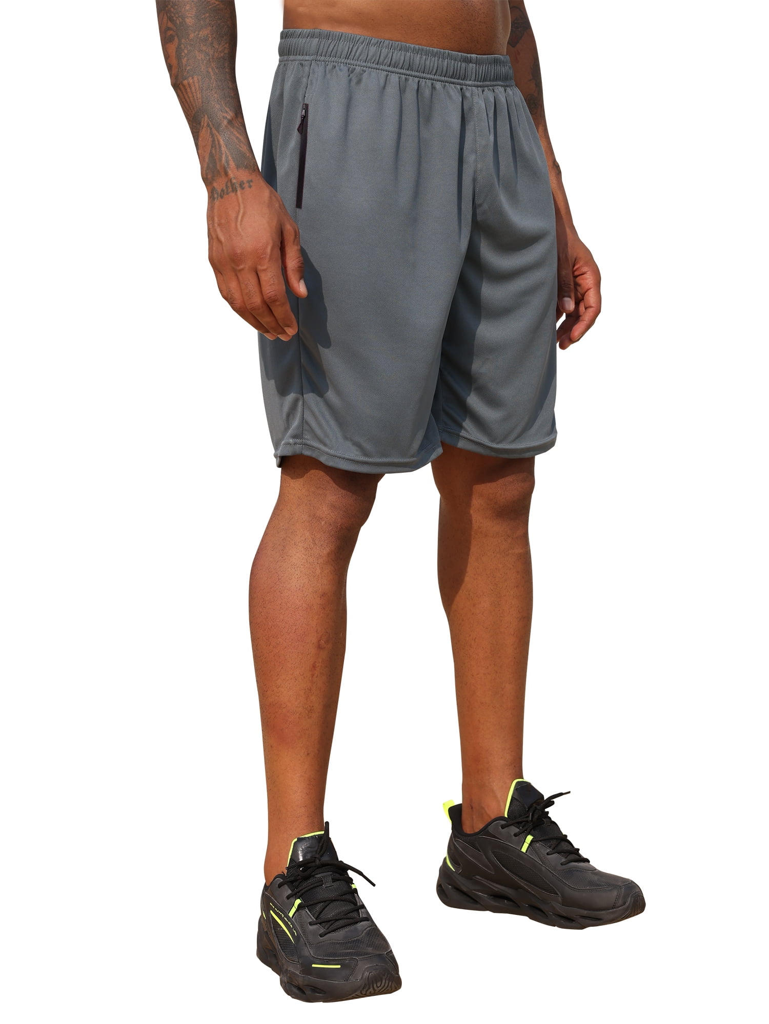 RPOVIG 3 Pack Men's Athletic Gym Shorts Basketball Hiking Pants Elastic Waistband with Zipper Pocket