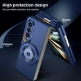 thumbnail image 5 of Magnetic Case for Samsung Galaxy Z Fold 4 Case with Kickstand & Ring Holder, [Compatible with MagSafe Charging] Slim Ultra PC Back Scratch-Resistant Military Grade Shockproof Case, Blue, 5 of 14