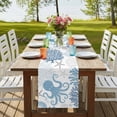 thumbnail image 4 of Navy Blue Octopus Coastal 70 Inch Table Runner, Nautical Coral Starfish Farmhouse Dresser Scarf Cotton & Linen Tablerunner for Dining/Kitchen Island/Holiday Party Décor 13" x 70", 4 of 9