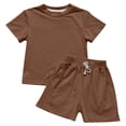 thumbnail image 2 of Spazoro Toddler Girls 2PC Outfit Set, Casual Short Sleeve T-Shirt & Shorts Cotton Floral Print Summer Clothes Set for Baby Coffee Size 2, 2 of 7