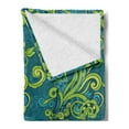 thumbnail image 2 of Floral Soft Flannel Fleece Throw Blanket, Vintage Style Abstract Ornamental Flower Leaves and Branches Art Print, Cozy Plush for Indoor and Outdoor Use, 50" x 60", Teal and Lime Green, by Ambesonne, 2 of 5