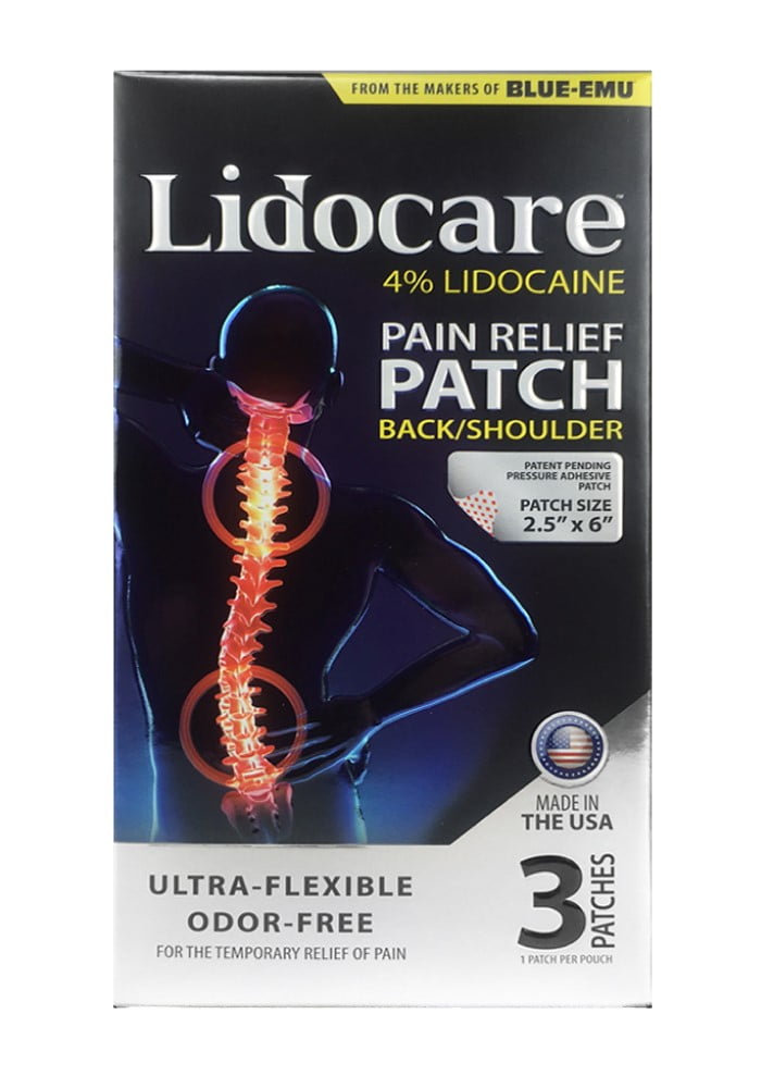 BLUE-EMU Lidocare Pain Relief Patch, Back and Shoulder, 3 ct