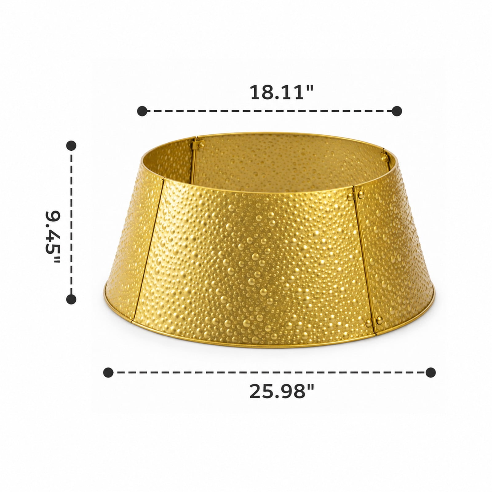 Alvantor Metal Christmas Tree Collar, Waterproof Cover, Gold, 26.57 x 22.05 x 9.45 In