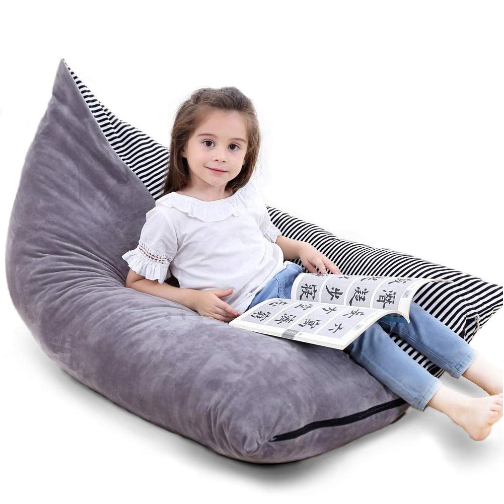 Lnkoo Bean Bag Chair Solid Grey, Toddler Leather Bean Bag Chair