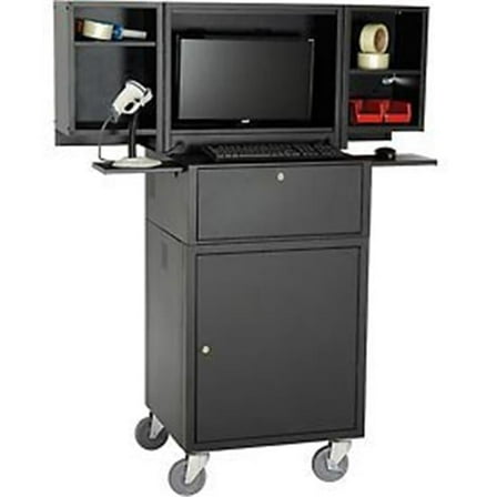 Mobile Fold-Out Computer Security Cabinet - Black - Unassembled