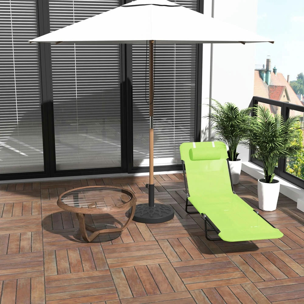 Topcobe Compact Beach Lounger, Reclining Patio Chair, Mesh Sunbathing Seat with Headrest, Outdoor Relaxation for Yard, Poolside, Green