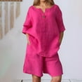 thumbnail image 5 of NMMUED Short Sets for Women Linen Sets for Women 2 Piece Summer Outfits for Women Gauze Sets for Women 2 Piece Lounge Sets for Women, Hot Pink M, 5 of 6