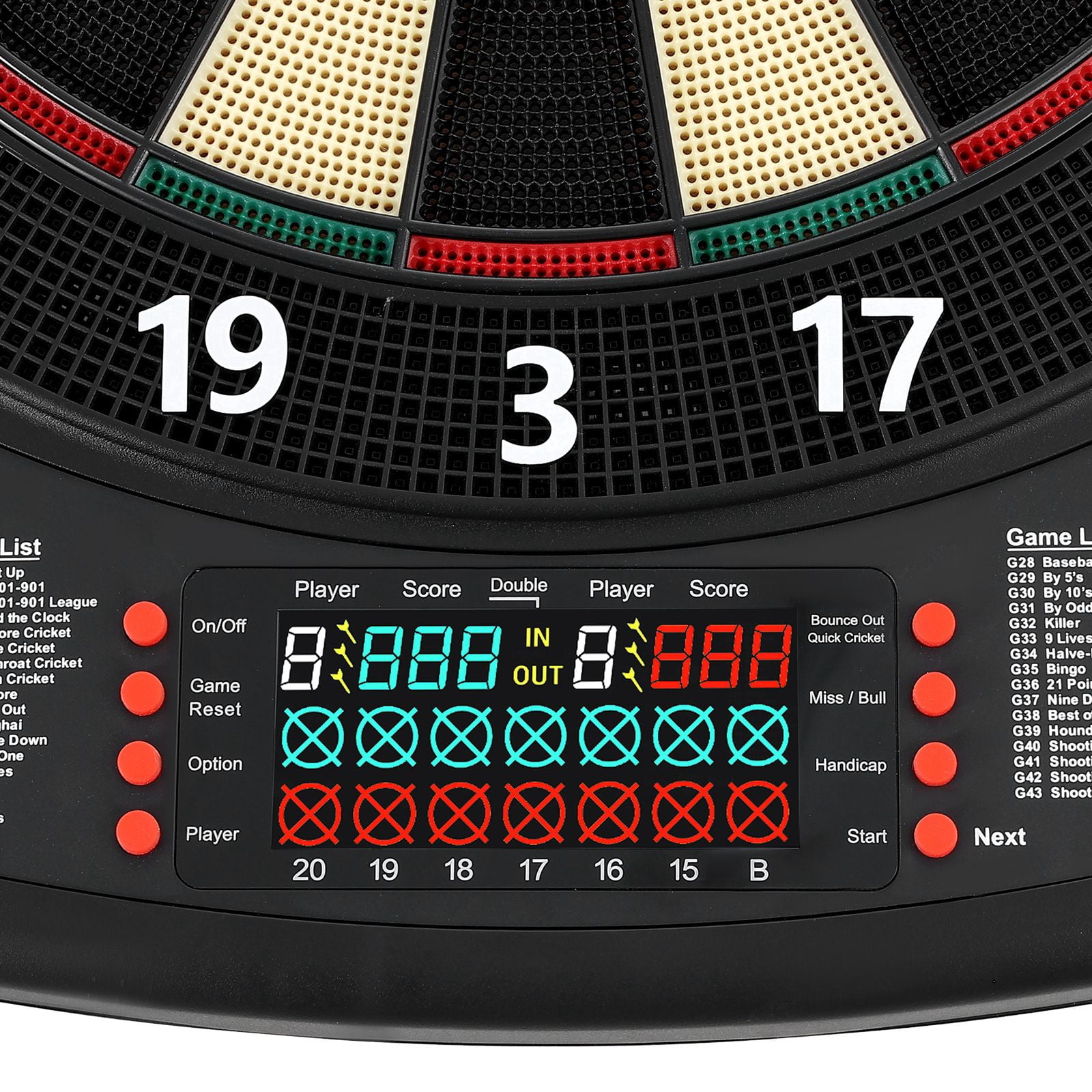 Electronic Dartboard 43 Game Modes 200+ Combinations 8 Players Color LCD for Home Office Bar Party