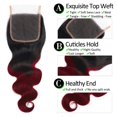 thumbnail image 2 of Ustar Two Tone Ombre 1B/99J Black to Burgundy Body Wave Hair with Free Part Lace Closure 100% Unprocessed Brazilian Remy Virgin Human Hair Bundles 12"14"16" with Closure 12", 2 of 7