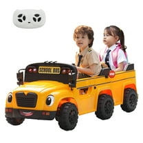TOBBI 12V 2 Seater Kids Electric Ride On Toy School Bus, Ride On Car w/Remote Control for Toddlers 3-8 Years,Yellow