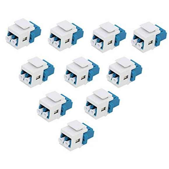 diyTech Fiber Optic Keystone Jack – LC Duplex Singlemode Fiber Jack, for Keystone Fiber Optic Wall Plate, LC Fiber Patch Panel – (10-Pack)