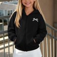 thumbnail image 3 of NAISIBABY Girls Hooded Sweatshirt – Fleece-Lined Long Sleeve Casual Zip-Up Jacket Black Size 9, 3 of 8
