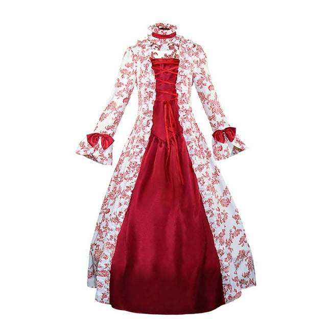Halloween Costume Robe Victorienne pour Femmes Robe de Princesse Manches Évasées Cour Robes Rétro Grande Taille Robe de Bal Vintage