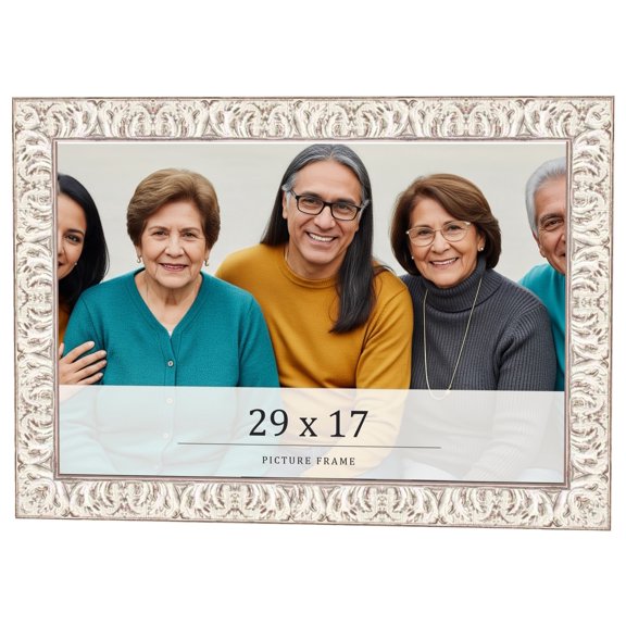 29x17 Frame White Real Wood Picture Frame Width 1.5 inches | Interior Frame Depth 0.5 inches |