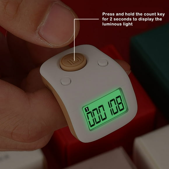 stanreset Hand Counter Digital Counting Ring Cordless Press Nonslip Tally Device Black