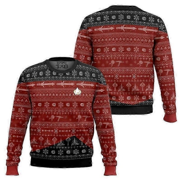 Captain Picard Ugly Christmas Sweater Make It So Funny Xmas Party Wear Novelty Holiday Pullover Plus Size Christmas Gifts