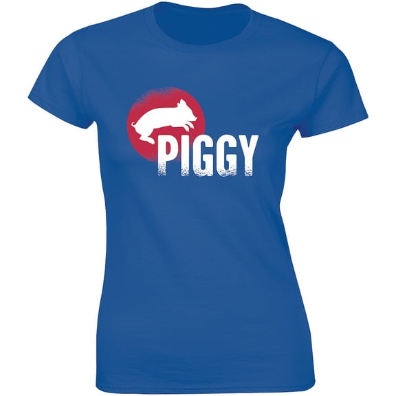 Piggy Jumping Pig Funny Animal Little Fat Farmer Idea Gift Women's T-Shirt