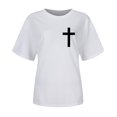 thumbnail image 2 of Camiseta Casual de Manga Corta de Cuello Redondo Impresa para las Mujeres, 95% Poliéster 5% Spandex Vintage Top Ligero para Diario, Fiesta Y Primavera Verano, 2 of 4